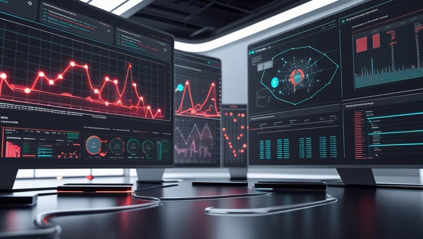 A cybersecurity dashboard displaying real-time monitoring and security event analysis for cyberthreats